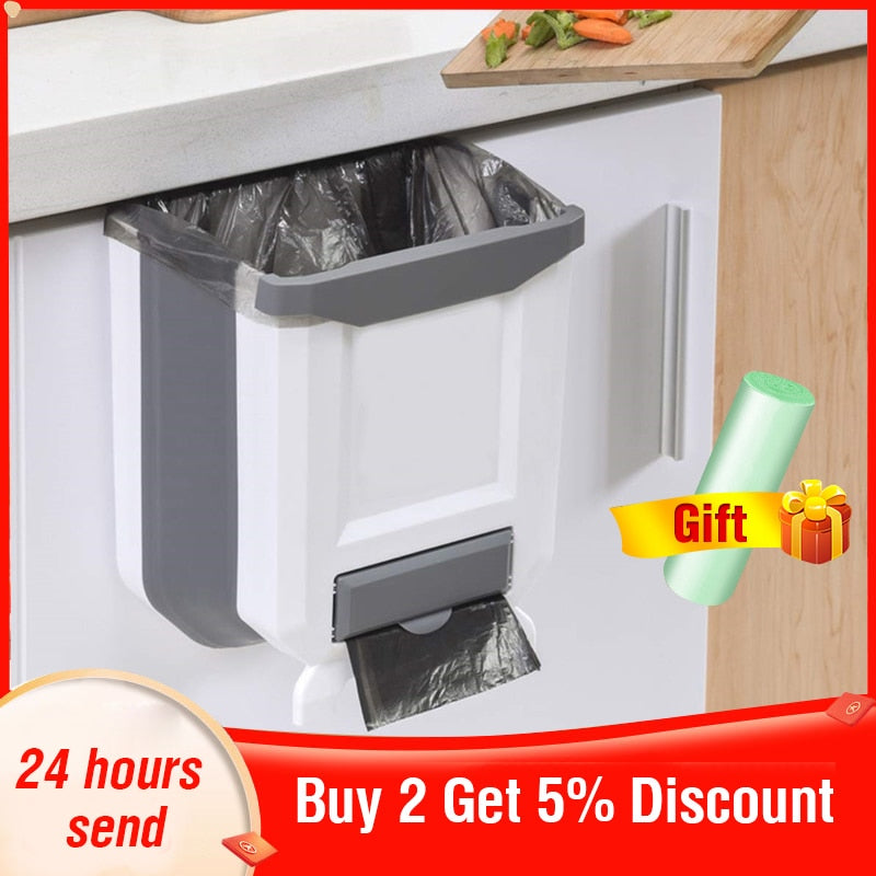 Folding Kitchen Trash Can Kitchen Folding Waste Bin Kitchen Garbage Cans Recycle Rubbish Bin for Kitchen Dustbin Garbage Bin