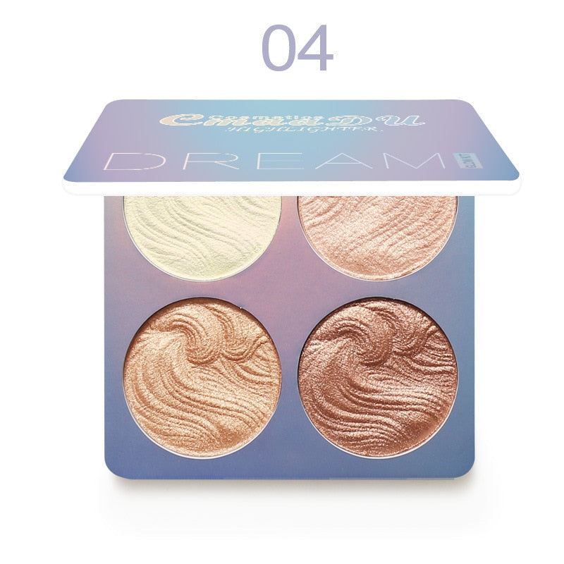 4Color Face Highlighter Palette Bronzer Contouring Highlight Powder Makeup Face Shimmer Shine High Lighter Iluminador Maquillaje