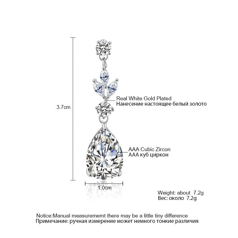 ZAKOL Fashion AAA Cubic Zircon Drop Earrings for Women White Color Leaf Wedding Jewelry Factory Wholesale FSEP4004