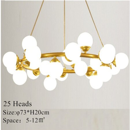 Nordic 25/45 heads led chandeliers Gold black hanging lamp suspension light clear glass pendant lamps for living room bedroom