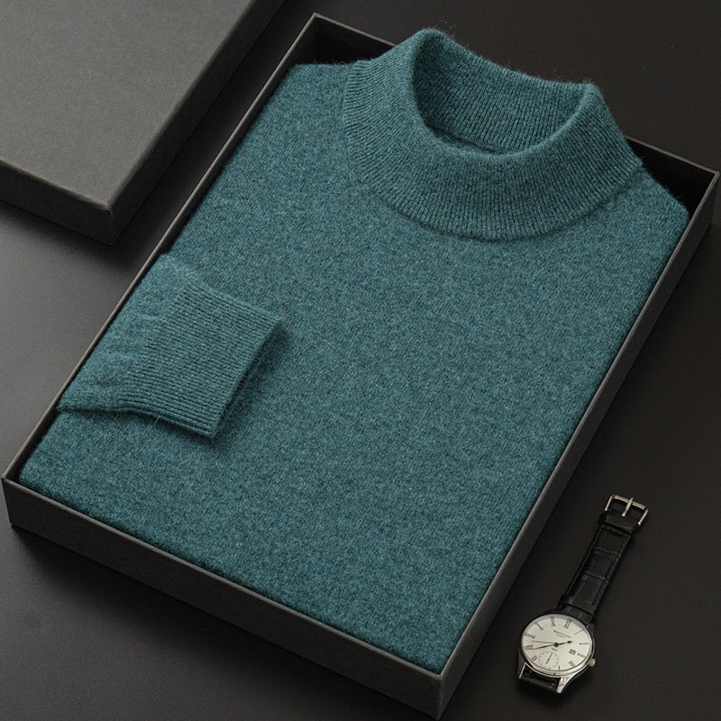 Men 100 Cashmere Sweater 2021 Men's Casual Winter Knit Warm Men Half Turtleneck Pullover Coat Outerwear Mens Sweaters And Pullo