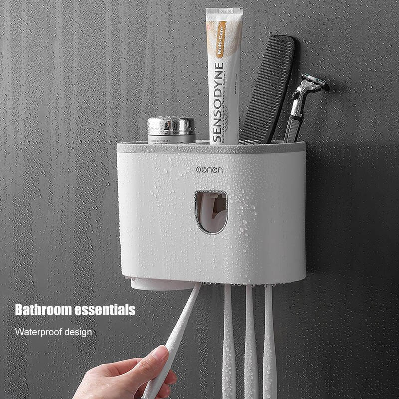 BAISPO Magnetic Adsorption Toothbrush Holder Inverted Cup Automatic Toothpaste Squeezer Dispenser Home Bathroom Accessories Sets