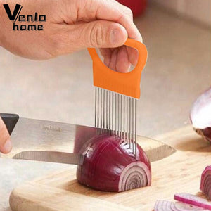 Onion Slicer Kitchen Gadgets Tomato Vegetables Safe Fork Vegetables Slicing Aid Holder Guide Onion Cutter Cutting Tools 2020 New