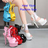 JIALUOWEI  20cm Extreme High Heel Thick Chunky Heels Platform Women Knee-High Long Boots -Exotic,Fetish,Sexy,Shoes