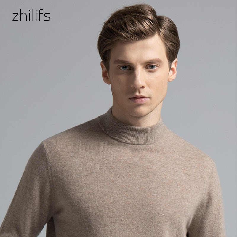 Men 100 Cashmere Sweater 2021 Men's Casual Winter Knit Warm Men Half Turtleneck Pullover Coat Outerwear Mens Sweaters And Pullo