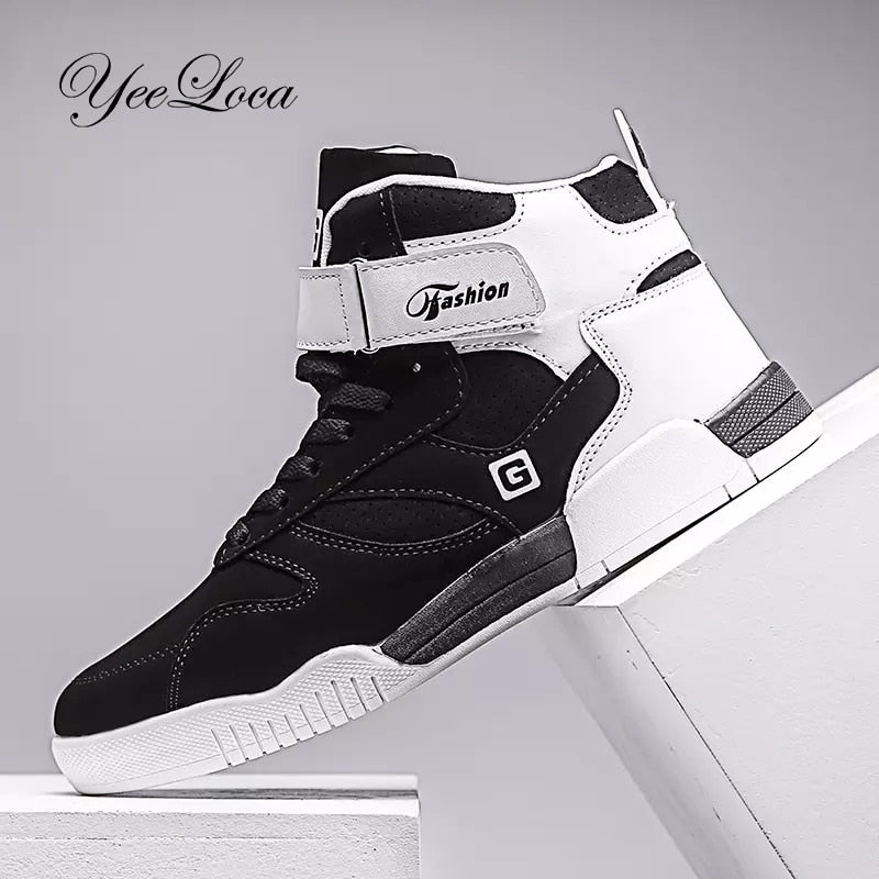 New 2020 High Top Sneakers Men Casual Shoes Breathable White Shoes Black Leather Trainer Men Chaussure Homme Mens Shoes Casual