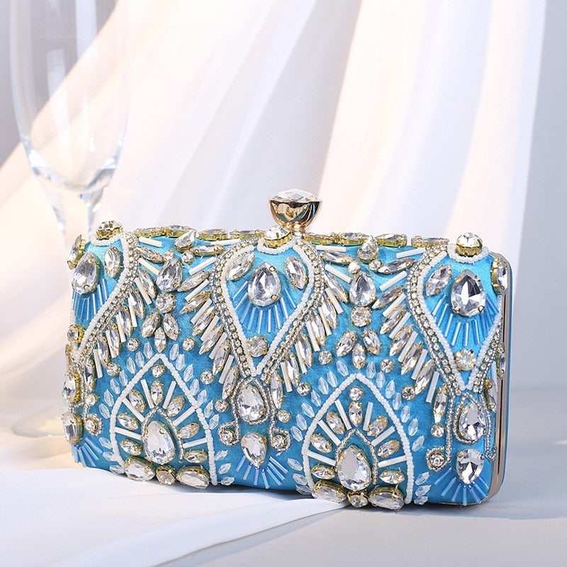 Luxury Diamond Rhinestone Clutch Bags Exquisite Female clutches Pearls Beaded Chain Handbags Wedding Purse Shouler Bag ZD1234