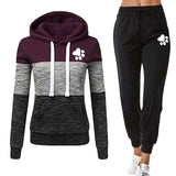 Autumn Tracksuit Woman Zipper Patchwork Hoodie+Pants Suit Long Sleeve Sweatshirts and Trousers 2 Piece Set Winter Clothing