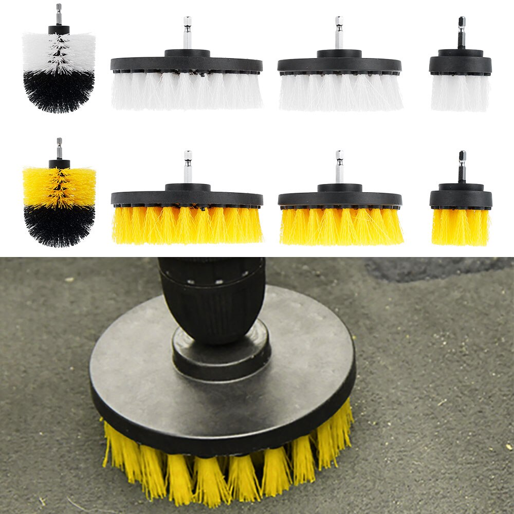 Car Wash Detailing Brush Power Drill Cleaning Scrubbing Brush Set Floors Cleaner Nylon Bristles Carpet Tile Scrubber Kit