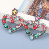 New Fashion women's Color Matching Big Rhinestone Love Heart-shaped Star Drop Earrings women's Jewelry Temperament Accessories