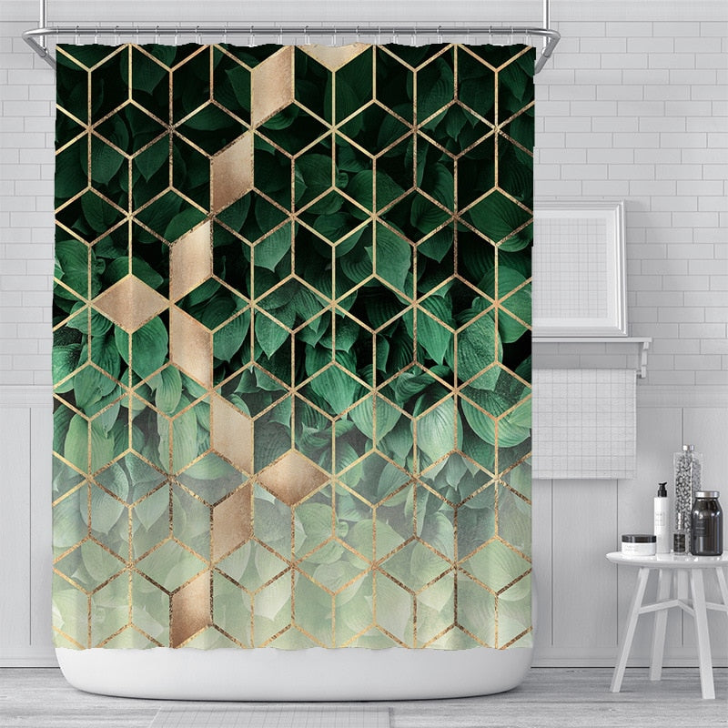 200x180cm 3D geometric marble printing bathroom shower curtain polyester waterproof home decoration bathroom curtain with hook