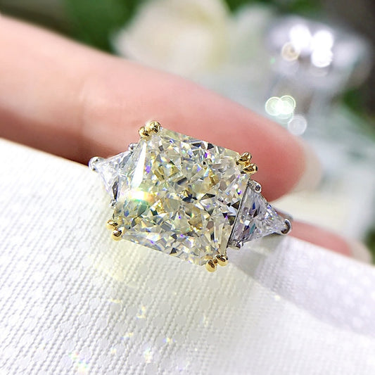 Wong Rain 100% 925 Sterling Silver 10*10 MM G Color Created Moissanite Gemstone Wedding Engagement Ring For Women Fine Jewelry