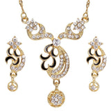 Amazing Price Wedding Gold Plate Jewelry Sets For Women Pendant Statement African Beads Crystal Necklace Earrings Bracelet Rings