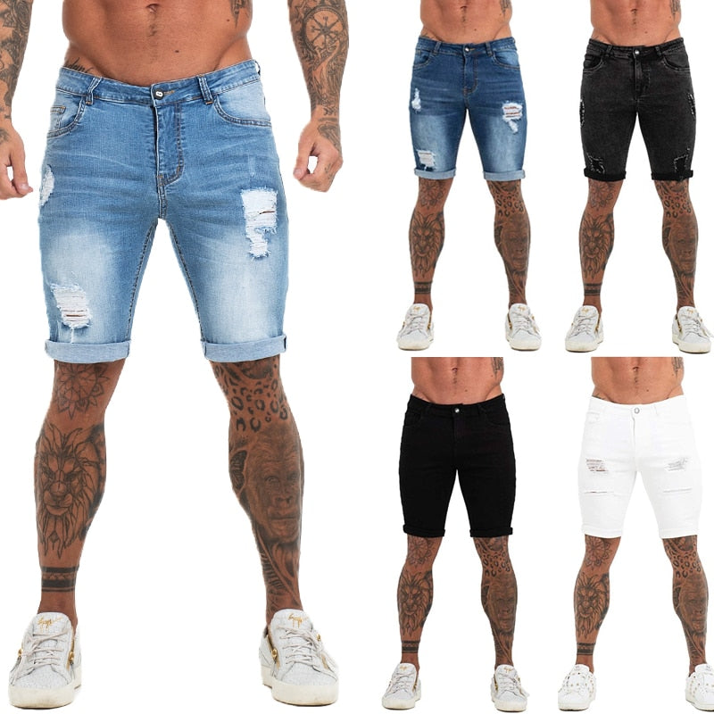 Mens Shorts Jeans Denim Shorts Black High Waist Ripped Summer Jeans Shorts For Men Brand Plus Size Casual Streetwear dk03