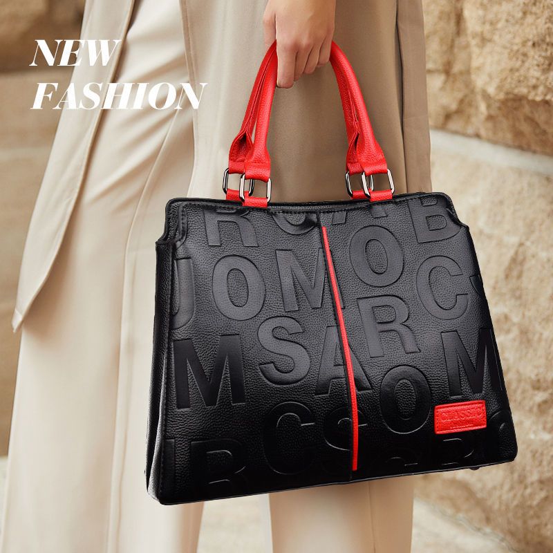 Letter Printing Luxury Women Designer Handbags Large Capacity Tote Bag High Quality PU Leather Shoulder Crossbody Bag Black Bag