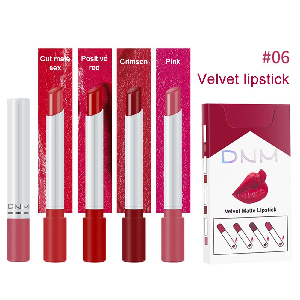 4PCS Creative Cigarette Lipstick Set Velvet Matte Long Lasting Waterproof Lipstick Sexy Nude Non-Stick Cup Lips Makeup Cosmetic