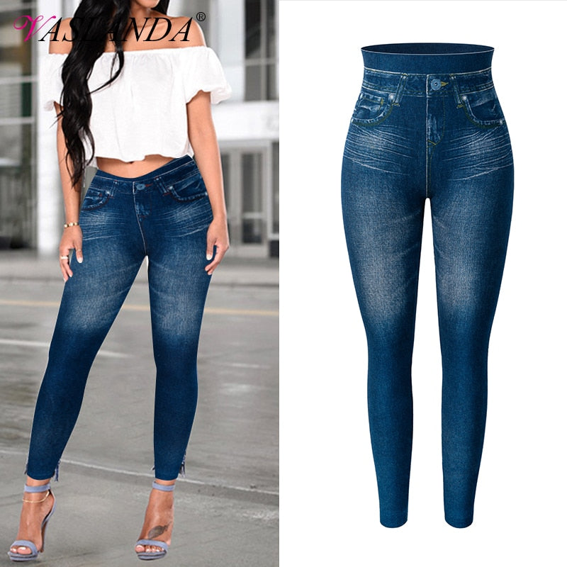 Denim Jeans Leggings Women Jeggings Slim Pencil Pants Skinny Trousers –  muscleciti