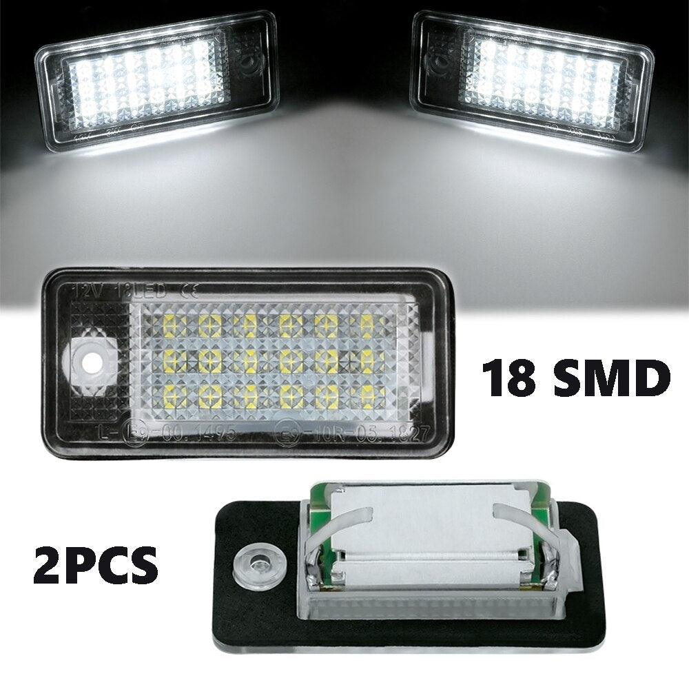 2Pcs Canbus auto LED License Number Plate Light Lamps For Audi A3 8P S4 A4 B6 B7 RS4 A5 8F A6 C6 RS6 A8 S8 Q7 4L car accessories