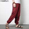 INCERUN Streetwear Harem Pants Men Hip-hop Drop Crotch Cotton Joggers Wide Leg Pants Trousers Men Chic Loose  Pantalones Hombre