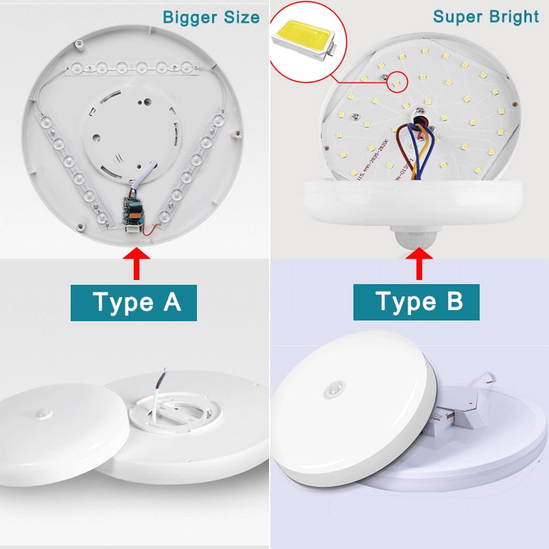 Motion Sensor Led Night Light PIR Sensor Lamp Smart Lighting 110V 220V 15/20/30/40w Ceiling Wall Lamps For Toilet Room Corridor