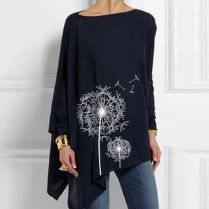 Abstract Print T-shirts with Long Sleeves Irregular Green Tees Female Casual Y2k Tops Women Shirts Aesthetic Clothes Pullovers