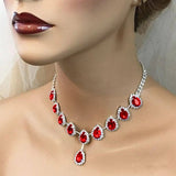 Fashionable Temperament Red Crystal Necklace Bride Wedding High-end Shiny Accessories European and American New Luxury Jewelry