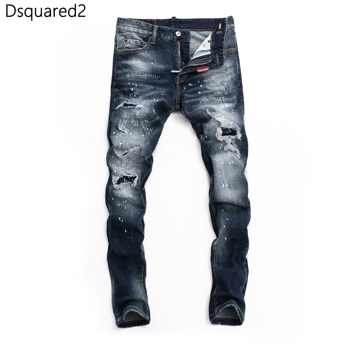 Dsquared2 jeans original quality dsq2 brand mens jeans Men straight denim trousers zipper Slim blue hole elastic jeans men