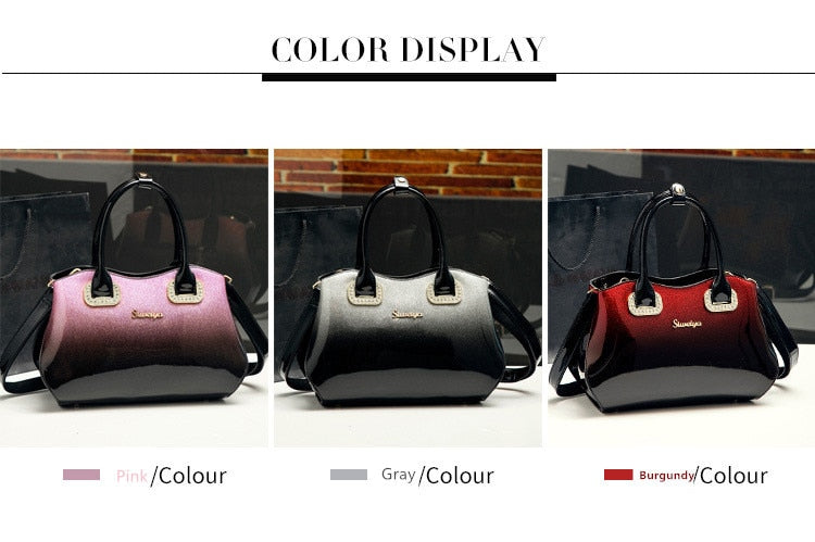 New arrival korean style simple pillow shoulder bags handbags women famous brands top handle bag patent leather messenger clutch