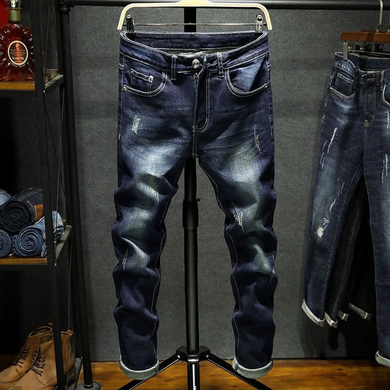 2022 Spring and Autumn New Men's Fashion Casual Versatile Stretch Jeans Long Pants Men's Slim Fit Large Size High Quality Pants