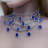 Colorful Crystal Pendant Hiphop Chain Men Tennis Necklace Thin Choker for Women Luxury Charm Crystal Rhinestone Jewelry Party