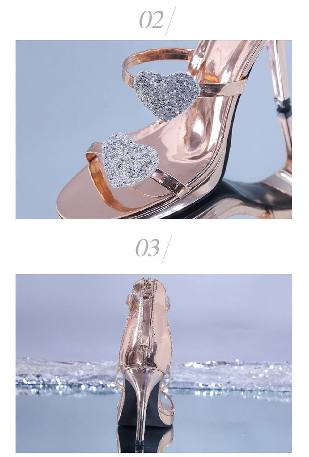 Ladies High Heel Shoes Elegant Shoes Glitter Shinning Shoes Star and Heart Pattern Shoes Party Shoes women’s fashion High heels