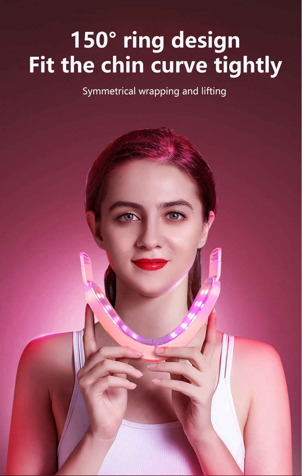 Facial Lifting Device LED Photon Therapy Facial Slimming Vibration Massager Double Chin V Face Shaped Cheek Lift Belt Machine