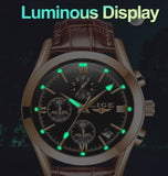 2022 LIGE New Fashion Mens Watches Top Brand Luxury Military Quartz Watch Premium Leather Waterproof Sport Chronograph Watch Men