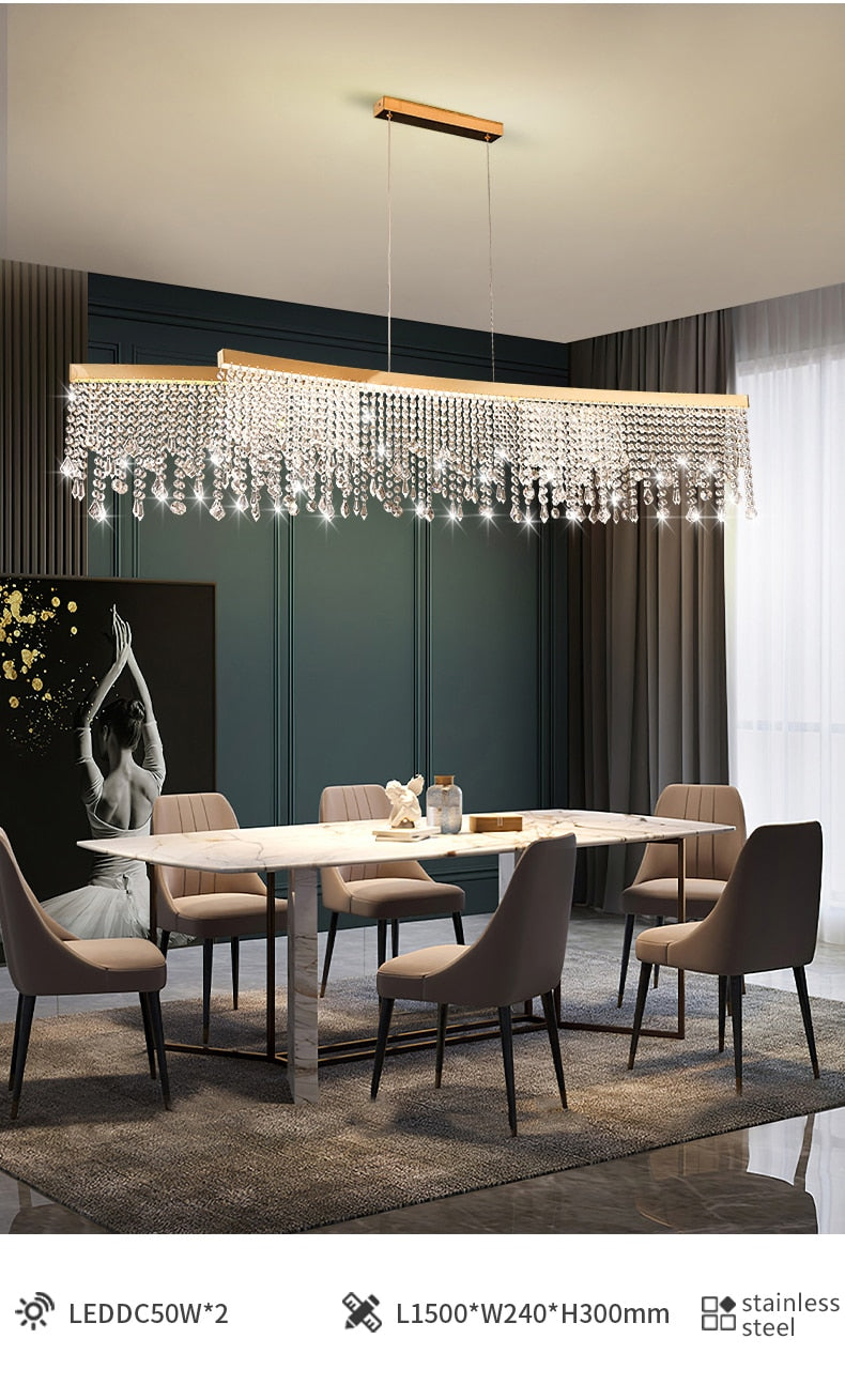 Modern Luster Pendant Light Crystal Chandelier Luxury Lamps For Living Dining Room Circle Hanging Lamp Home Decor LED Fixture