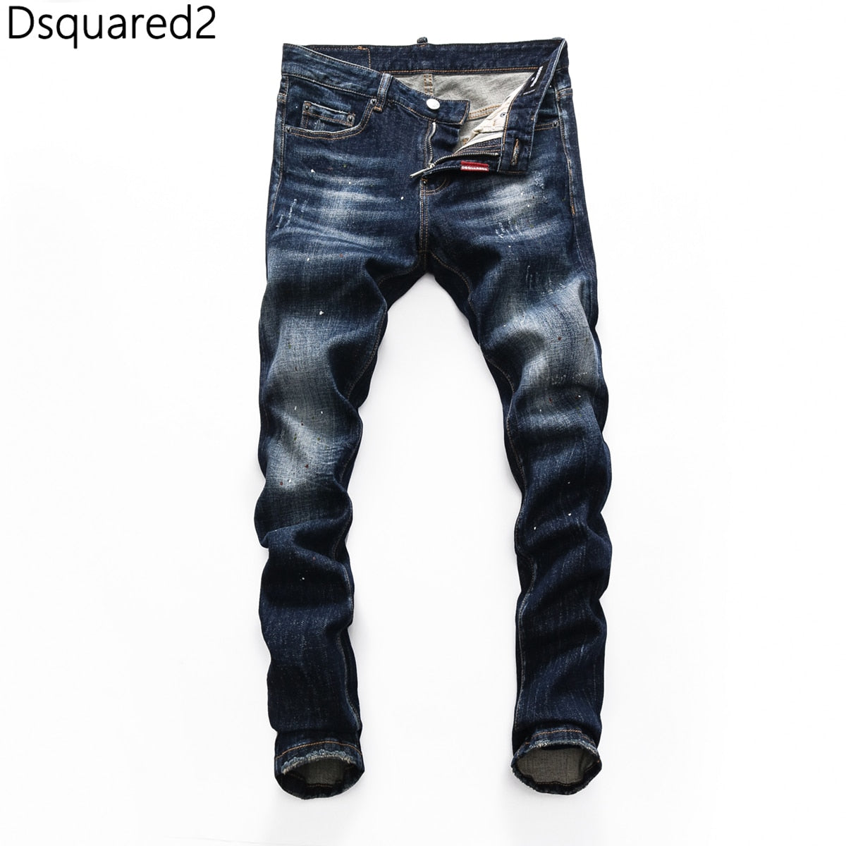 Dsquared2 jeans original quality dsq2 brand mens jeans Men straight denim trousers zipper Slim blue hole elastic jeans men