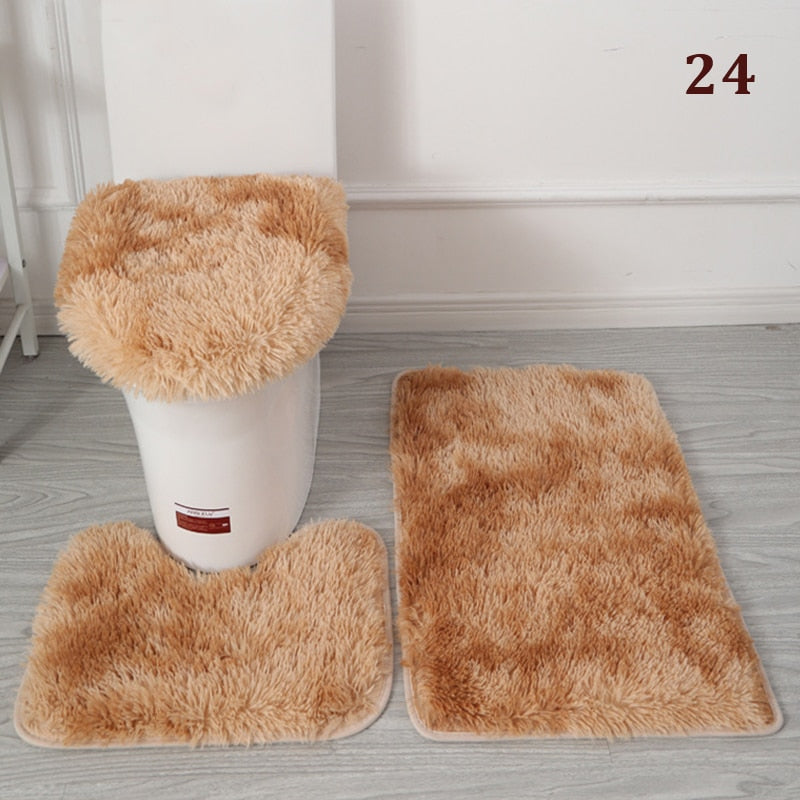 30Styles 3Pcs Plush Toilet Lid Cover Mat Set Anti Slip Anti-static Soft Bathroom Shower Carpets Wear-resistant Floor Rugs