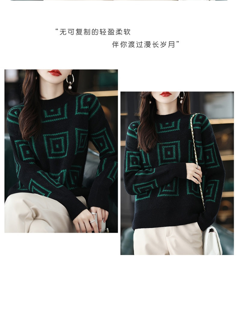 Half Height Collar Pure Woolen Sweater Women's Autumn And Winter New Fashion Age Reducing Loose Slim Casual Undercoat Sweater