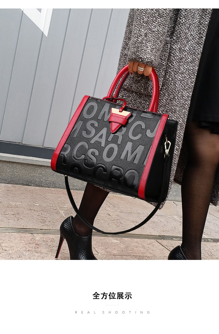 Letter Fashion Handbag Large Capacity Black Shoulder Bag Women Shoulder Bag Large Women Bags Bags for Women 2022