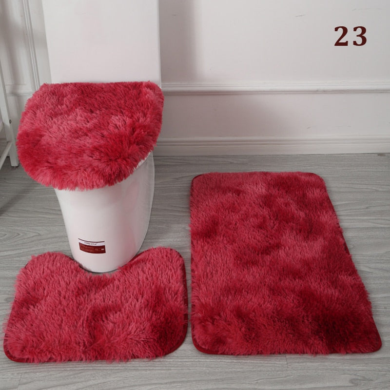 30Styles 3Pcs Plush Toilet Lid Cover Mat Set Anti Slip Anti-static Soft Bathroom Shower Carpets Wear-resistant Floor Rugs