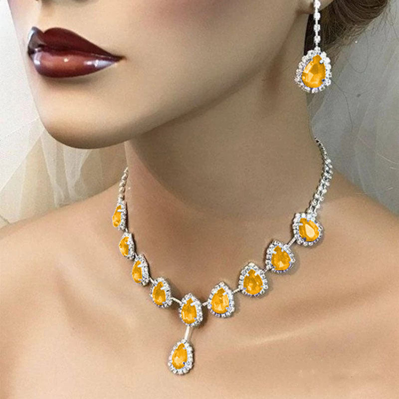 Fashionable Temperament Red Crystal Necklace Bride Wedding High-end Shiny Accessories European and American New Luxury Jewelry