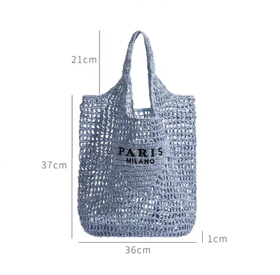 Summer Beach Travel Bags Raffia Straw Wicker Totes Bag Women Luxury Designer Fashion Paris Woven Shopping Bag Hollow Out Handbag