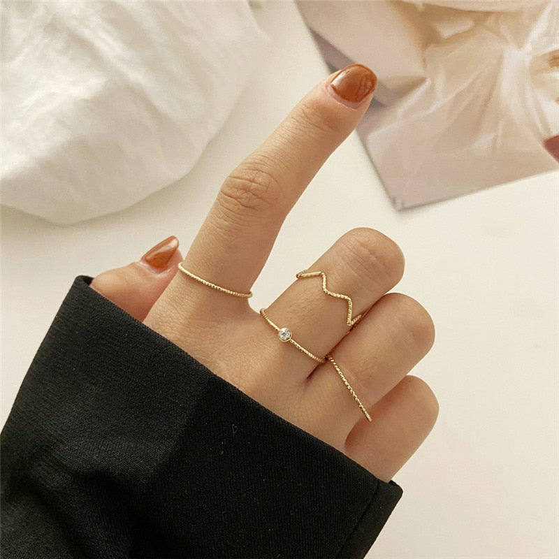 Boho Gold 22pcs Heart Rings Set For Women Vintage Geometric Cross Pearl Butterfly Finger Rings Women's 2022 Trendy Jewelry Gift