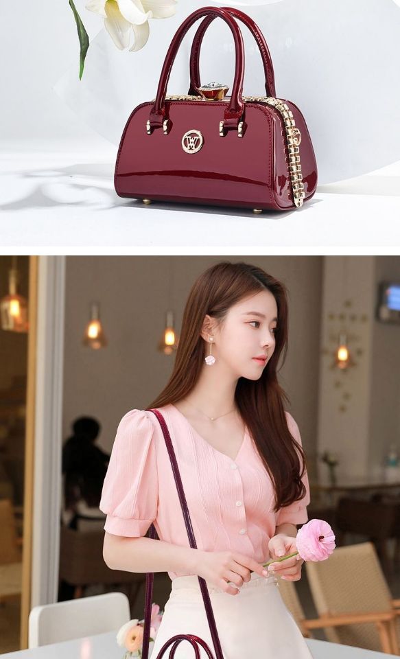 2022 New Quality Luxury Evening Lady Messenger Bag Ladies Handbags Patent Leather Ladies Shoulder Bag Design Wedding Party Bags