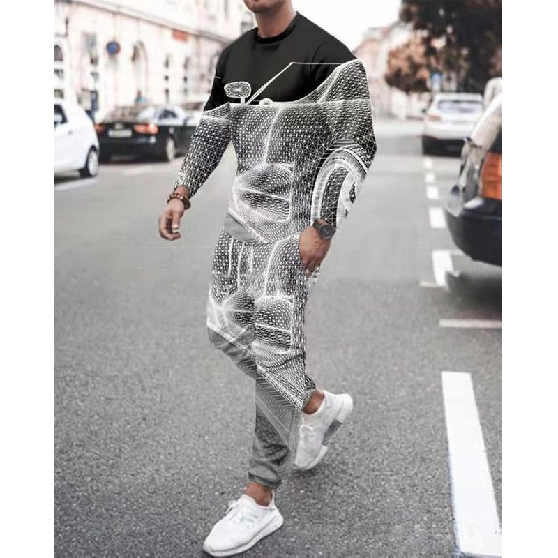 The Lion King Men's Set Casual Sportswear Running Suit Men Long-sleeved Autumn T-shirt+Sports Tracksuit 2-Piece Plus Size Set