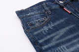 Dsquared2 jeans original quality dsq2 brand mens jeans Men straight denim trousers zipper Slim blue hole elastic jeans men