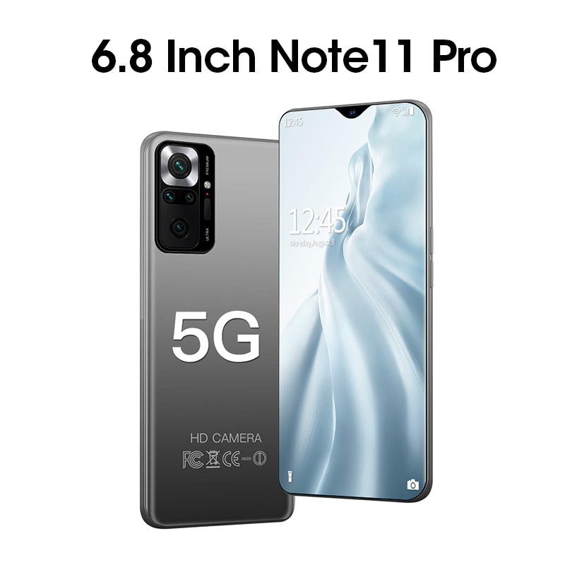 2022 Note 11 Pro Global Version 6.8 inch Smartphone 16+512GB Cellphone 48MP Mobile Phones 5G Network Unlocked Smartphone Celular