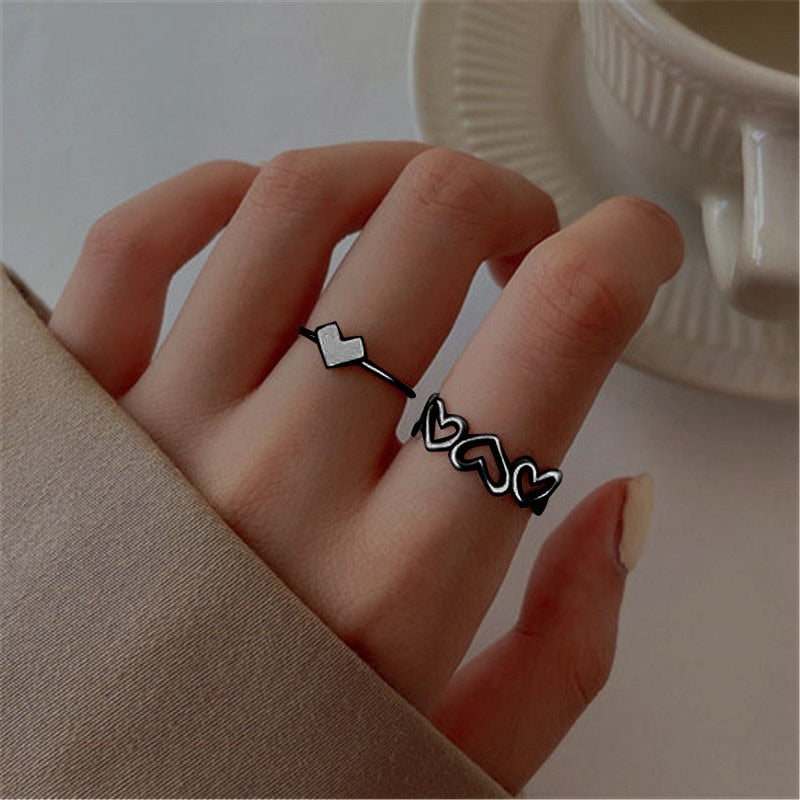 KOTiK Trendy Bohemian Midi Knuckle Ring Set For Women Gold Color Crystal Heart Flower Moon Geometric Finger Rings Jewelry Gifts