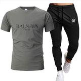 2022Men's clothes Summer brand printed cotton quick-drying short-sleeved T-shirt + trousers men's sets jogging men's tracksuit