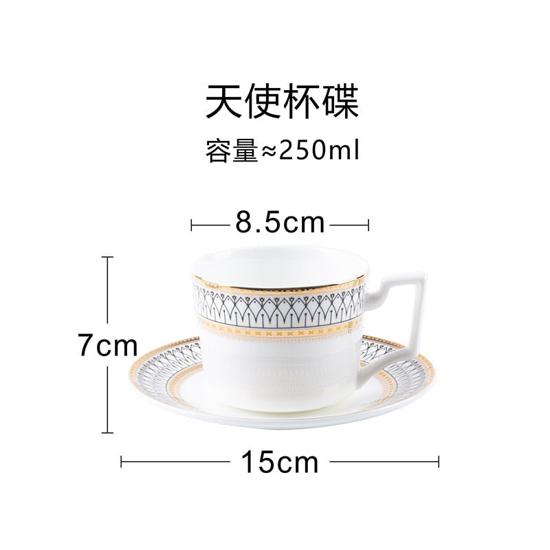 Restaurant Bone Porcelain Western Food Plate Decoration Plate Gold Lace Stamens Tableware Set Steak Plate Flat Bowl Soup Plate