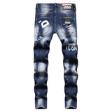 Men Skinny Ripped Denim Jeans Luxury Brand Dsq2 Street Wear Long Jeans Holes High Quality Male Stretch Fit Casual Denim Trousers